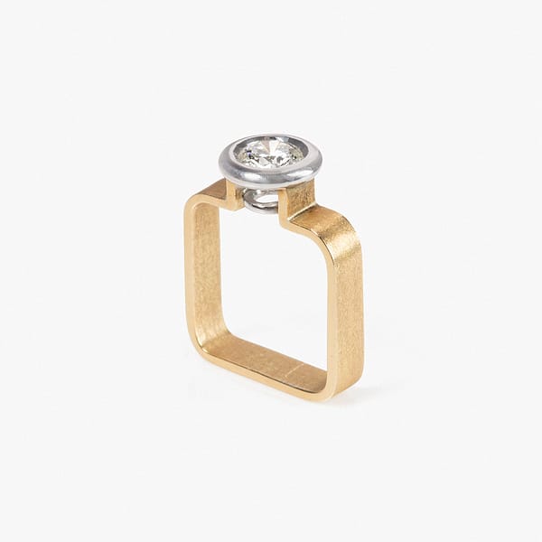 Solitari d'or blanc, or groc 18 ct i diamant talla brillant