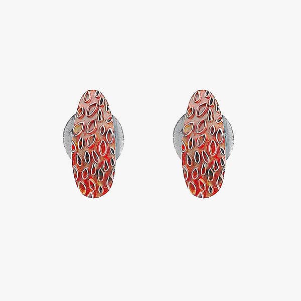 Botons d'orella de plata oxidada i pigment vermell